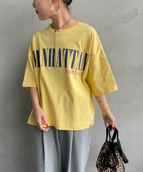 Manhattan Portage（マンハッタンポーテージ）の「[MANHATTAN PORTAGE/マンハッタンポーテージ] 別注 ショート丈プリントTシャツ（Tシャツ/カットソー・レディース・ネイビー/イエロー/ホワイト/ライム・F）」の19枚目の写真