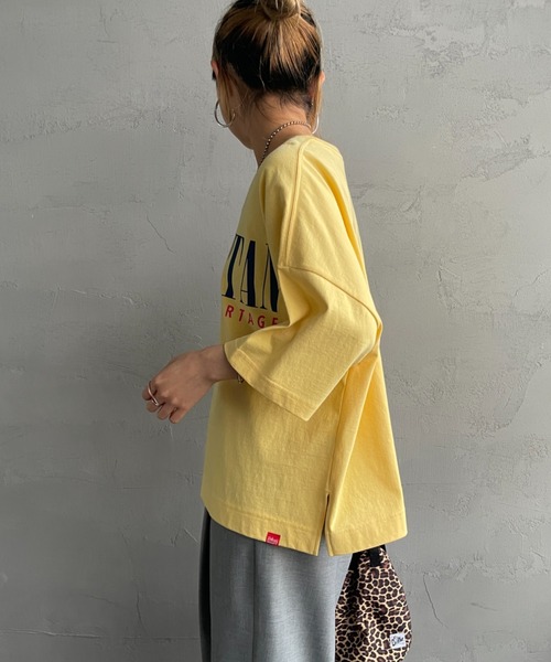 Manhattan Portage（マンハッタンポーテージ）の「[MANHATTAN PORTAGE/マンハッタンポーテージ] 別注 ショート丈プリントTシャツ（Tシャツ/カットソー・レディース・ネイビー/イエロー/ホワイト/ライム・F）」の20枚目の写真
