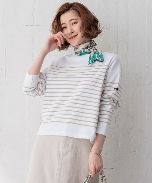 23区 S(ニジュウサンクチイサイサイズ)の「【Oggi4月号掲載/洗える】Armor-lux パネルボーダー カットソー(Tシャツ/カットソー・レディース・ベージュ系2/ベージュ系1/ネイビー系1/ブルー系1・32)」の2枚目の写真