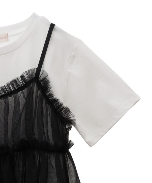 31 Sons de mode(トランテアン ソン ドゥ モード)の「Tシャツ×チュールキャミセット(Tシャツ/カットソー・レディース・オフホワイト/ブラック・36)」の10枚目の写真