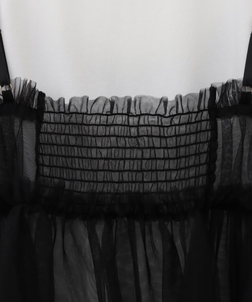 31 Sons de mode(トランテアン ソン ドゥ モード)の「Tシャツ×チュールキャミセット(Tシャツ/カットソー・レディース・オフホワイト/ブラック・36)」の14枚目の写真