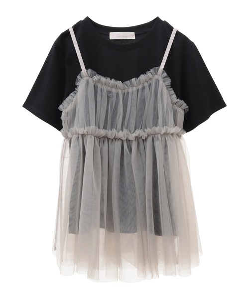 31 Sons de mode(トランテアン ソン ドゥ モード)の「Tシャツ×チュールキャミセット(Tシャツ/カットソー・レディース・オフホワイト/ブラック・36)」の3枚目の写真