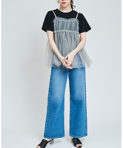 31 Sons de mode(トランテアン ソン ドゥ モード)の「Tシャツ×チュールキャミセット(Tシャツ/カットソー・レディース・オフホワイト/ブラック・36)」の21枚目の写真