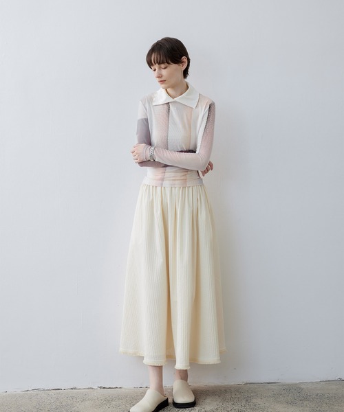 tageechita（タジチタ）の「【tageechita】ドッキングシアー襟付きトップス・プルオーバー（Tシャツ/カットソー・レディース・アイボリー系1・S/L/M）」の3枚目の写真