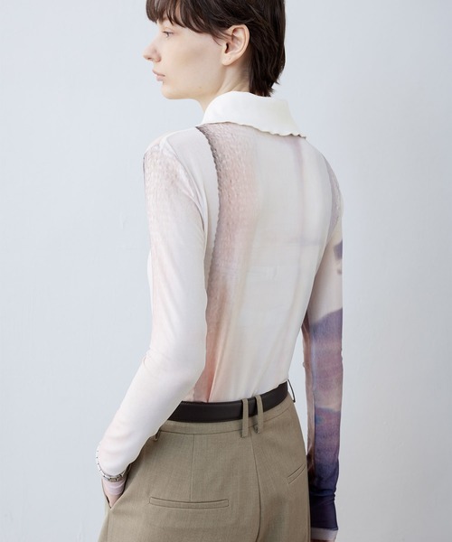 tageechita（タジチタ）の「【tageechita】ドッキングシアー襟付きトップス・プルオーバー（Tシャツ/カットソー・レディース・アイボリー系1・S/L/M）」の2枚目の写真