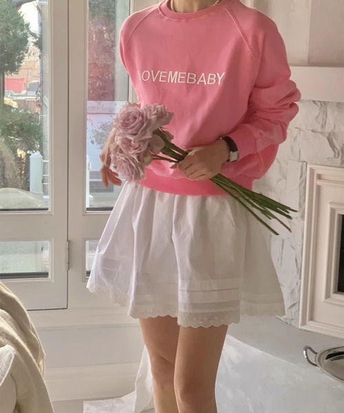 LYEON（リヨン）の「LOVEMEBABYロゴ刺繍裏毛スウェット（スウェット・レディース・グレー/ネイビー/ピンク・FREE）」の10枚目の写真