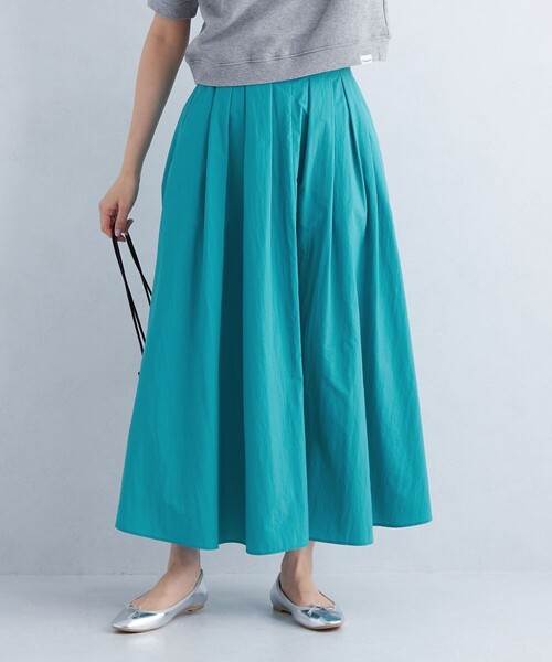 hazama 無知へと達するレーススカート ターコイズ green label relaxing（グリーンレーベルリラクシング）の「タック