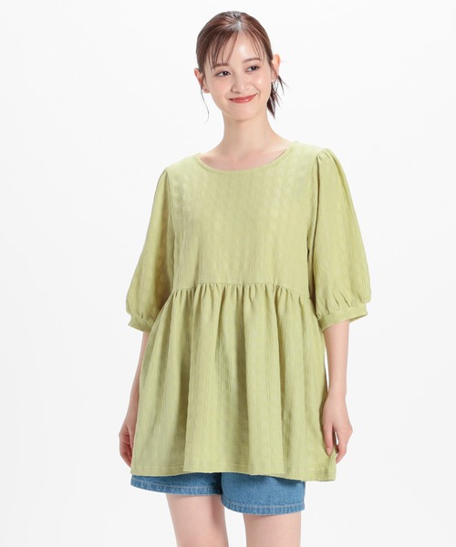 Honeys(ハニーズ)の「ペプラムトップス(Tシャツ/カットソー・レディース・アイボリー/ライム/ブラック/ピンク系その他/ラベンダー・S/M/L/LL)」の9枚目の写真