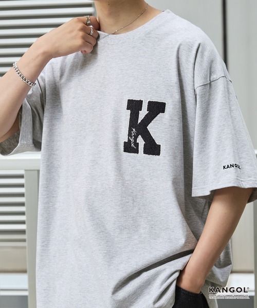 KANGOL（カンゴール）の「KANGOL / カンゴール 別注 ワンポイント アソートロゴ刺繍/バックプリントデザイン オーバーサイズ半袖Tシャツ（Tシャツ/カットソー・メンズ・ブラック系/スミクロ/ダークブラウン/ネイビー系1/ブラック/ホワイト系/ホワイト系2/オフホワイト/アッシュグレー/ネイビー系/グレイッシュブルー・M/L）」の7枚目の写真