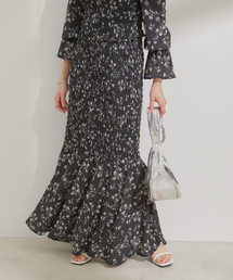 VIS | 【セットアップ対応】花柄シャーリングロングスカート(スカート)