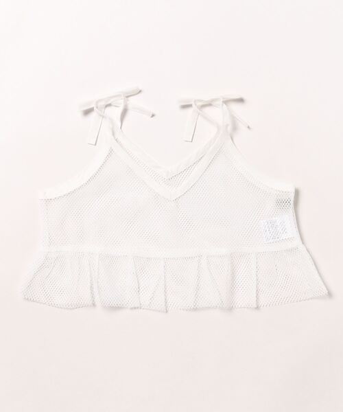 Ocean&Ground（オーシャン&グラウンド）の「メッシュクロップドキャミソール（90～140cm）（キャミソール・キッズ・レッド/エメラルド/オフホワイト/ブラック・100/130/140/120/110）」の2枚目の写真