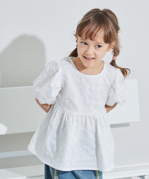 バックリボン ジャガード花柄ブラウス（シャツ/ブラウス