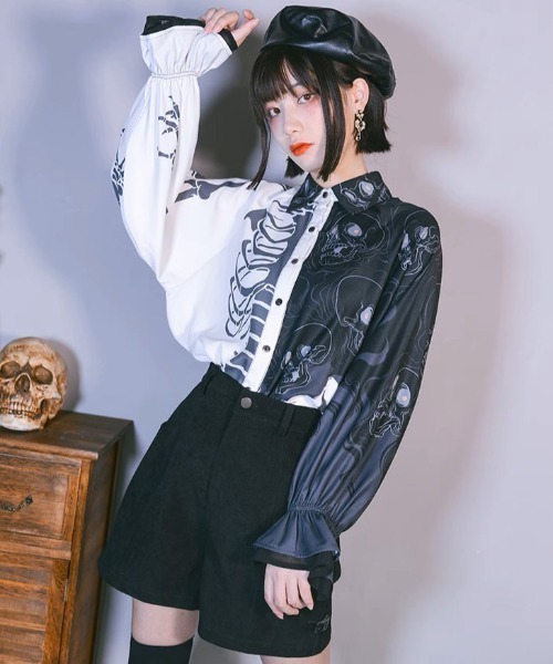 A'GEM9（エージェムナイン）の「『古怪舎/グガイシャ』 デザインシャツ②（シャツ/ブラウス・レディース・ブラック×ホワイト・L/M）」の11枚目の写真