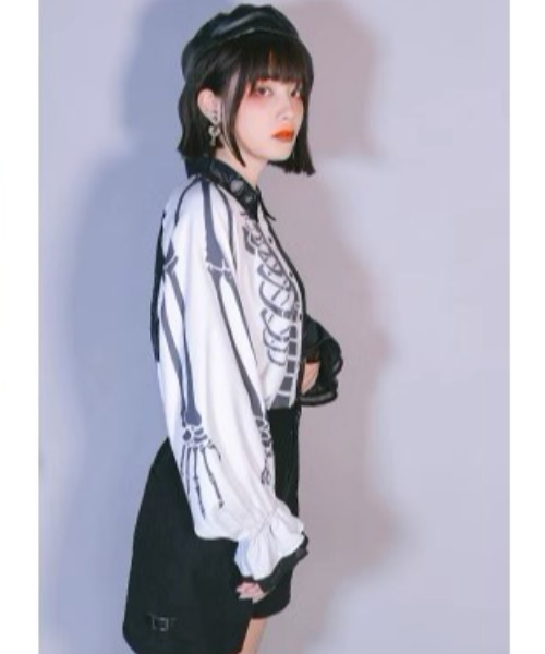 A'GEM9（エージェムナイン）の「『古怪舎/グガイシャ』 デザインシャツ②（シャツ/ブラウス・レディース・ブラック×ホワイト・L/M）」の12枚目の写真