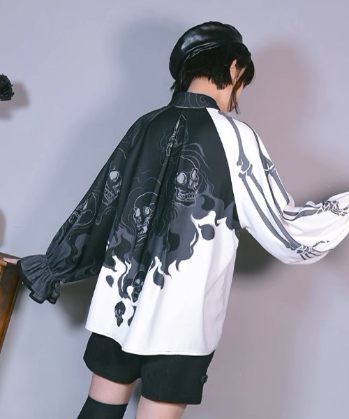 A'GEM9（エージェムナイン）の「『古怪舎/グガイシャ』 デザインシャツ②（シャツ/ブラウス・レディース・ブラック×ホワイト・L/M）」の7枚目の写真