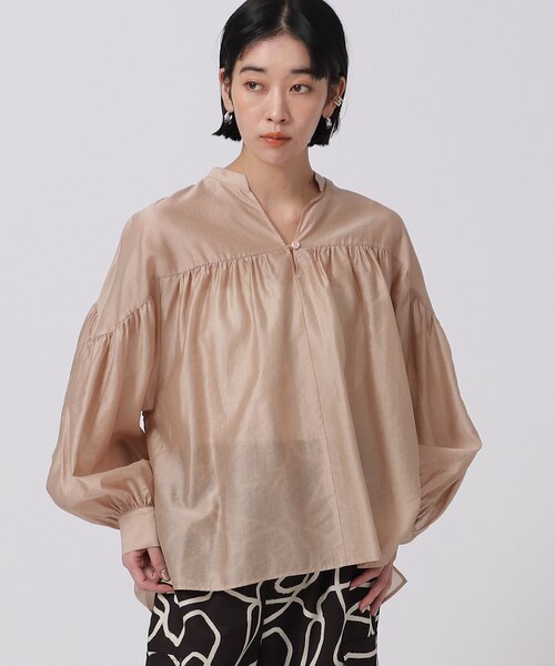 GALLEST(ギャレスト)の「◆シャインギャザーブラウス(シャツ/ブラウス・レディース・チャコールグレー/ベージュ/グリーン/ライトイエロー系・34/38)」の2枚目の写真