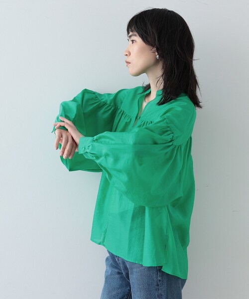 GALLEST(ギャレスト)の「◆シャインギャザーブラウス(シャツ/ブラウス・レディース・チャコールグレー/ベージュ/グリーン/ライトイエロー系・34/38)」の15枚目の写真