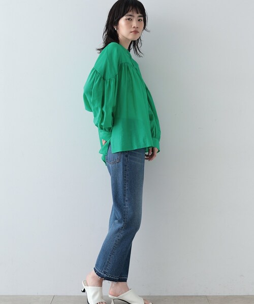 GALLEST(ギャレスト)の「◆シャインギャザーブラウス(シャツ/ブラウス・レディース・チャコールグレー/ベージュ/グリーン/ライトイエロー系・34/38)」の17枚目の写真