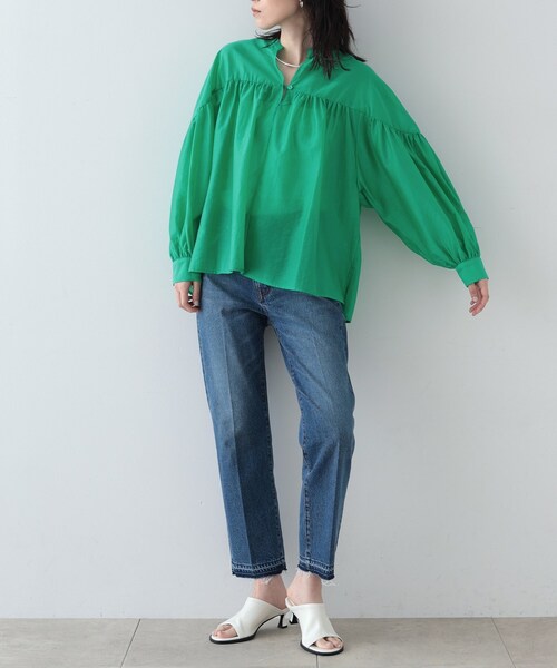 GALLEST(ギャレスト)の「◆シャインギャザーブラウス(シャツ/ブラウス・レディース・チャコールグレー/ベージュ/グリーン/ライトイエロー系・34/38)」の18枚目の写真