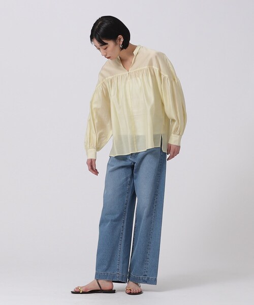 GALLEST(ギャレスト)の「◆シャインギャザーブラウス(シャツ/ブラウス・レディース・チャコールグレー/ベージュ/グリーン/ライトイエロー系・34/38)」の21枚目の写真