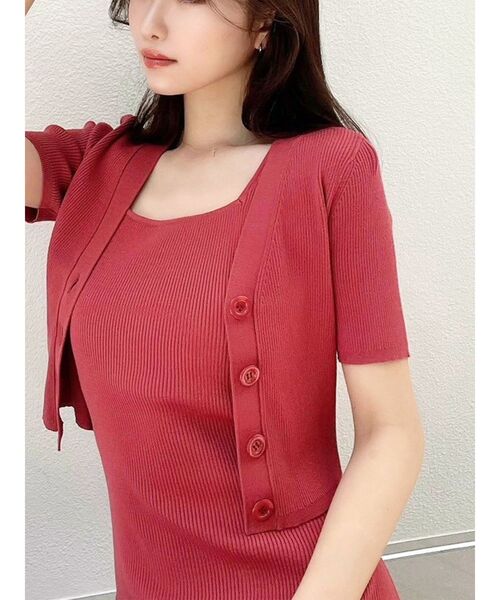 RESEXXY（リゼクシー）の「5分袖ショートカーディガン【セットアップ着用可能】（カーディガン/ボレロ・レディース・レッド/その他1/ブルー/ブラック・FREE）」の4枚目の写真