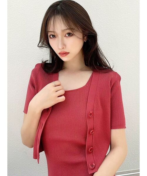 RESEXXY（リゼクシー）の「5分袖ショートカーディガン【セットアップ着用可能】（カーディガン/ボレロ・レディース・レッド/その他1/ブルー/ブラック・FREE）」の22枚目の写真