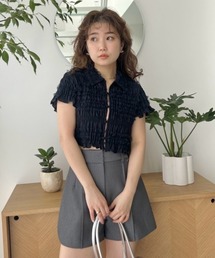 リリーブラウン LILY BROWN チュールシャーリングスカート （NVY