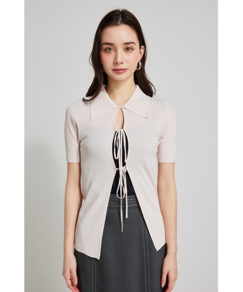 rienda002 S トップス rienda | ビジューカラーハーフSLV Knit TOP (ニット ) |SHEL'TTER