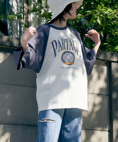 VENCEEXCHANGE(ヴァンスエクスチェンジ)の「カレッジ配色ラグランT(Tシャツ/カットソー・レディース・オフホワイト/その他4/ネイビー/その他1/その他5・FREE)」の6枚目の写真