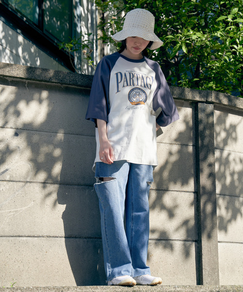 VENCEEXCHANGE(ヴァンスエクスチェンジ)の「カレッジ配色ラグランT(Tシャツ/カットソー・レディース・オフホワイト/その他4/ネイビー/その他1/その他5・FREE)」の8枚目の写真