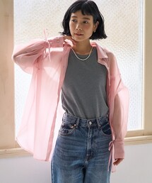 「FREAK'S STORE」 長袖シャツ フリ- ピンク レディース FREAK'S STORE（フリークスストア）の「ハートロゴ刺繍Tシャツ