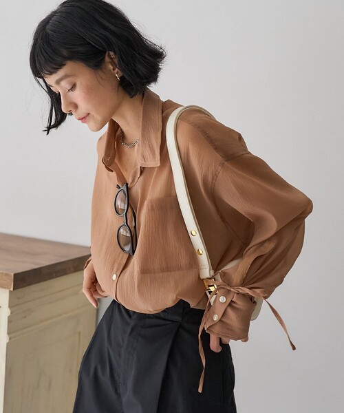 ブラウス シャツ シアー ワッシャー シャツ レディース FREAK'S STORE ブラウス シャツ シアーワッシャーシャツ/袖
