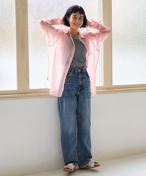 FREAK'S STORE（フリークスストア）の「シアーワッシャーシャツ/袖リボン シアーシャツ（シャツ/ブラウス・レディース・ピンク/ブラウン/ブラック/オフホワイト・ﾌﾘ-）」の20枚目の写真