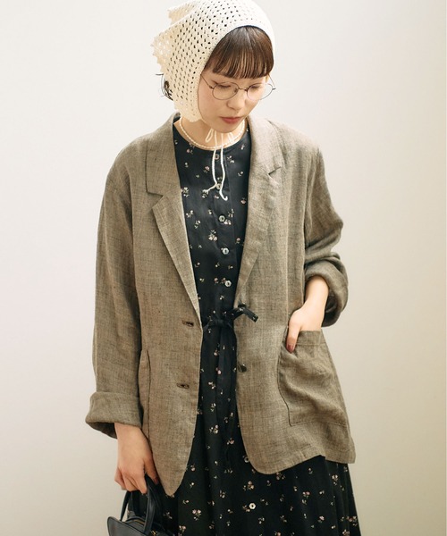 fig Ｌondon（フィグロンドン）の「●LINEN TWEED jacket（テーラードジャケット・レディース・ダークブラウン/グレー・FREE）」の11枚目の写真
