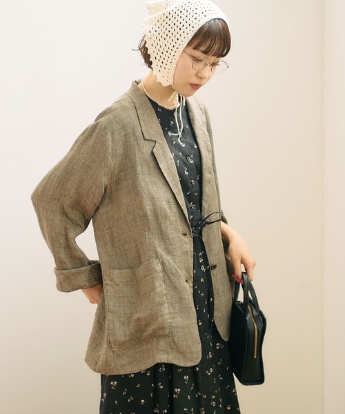 fig Ｌondon（フィグロンドン）の「●LINEN TWEED jacket（テーラードジャケット・レディース・ダークブラウン/グレー・FREE）」の14枚目の写真
