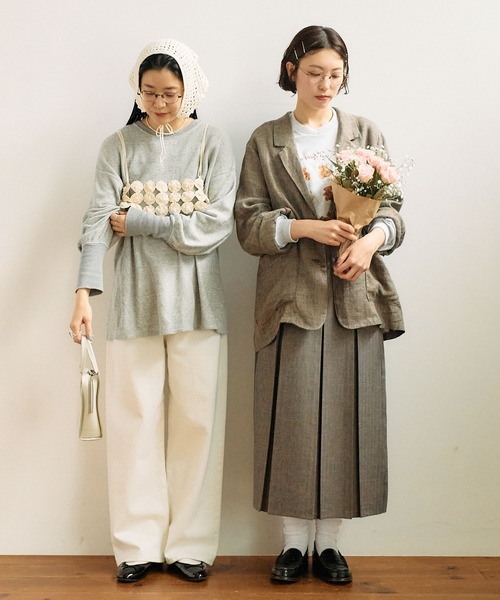 fig Ｌondon（フィグロンドン）の「●LINEN TWEED jacket（テーラードジャケット・レディース・ダークブラウン/グレー・FREE）」の9枚目の写真