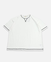 綿100％ 配色ステッチ ワイドシルエット 半袖Tシャツ