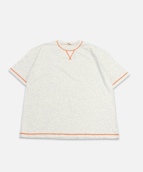 JAM & LINK(ジャムアンドリンク)の「綿100% 配色ステッチ ワイドシルエット 半袖Tシャツ(Tシャツ/カットソー・メンズ・パープル/グリーン/ターコイズブルー/ネイビー/ピンク/ホワイト/オートミール/ブラック/マスタード/レッド・L/S/M)」の11枚目の写真
