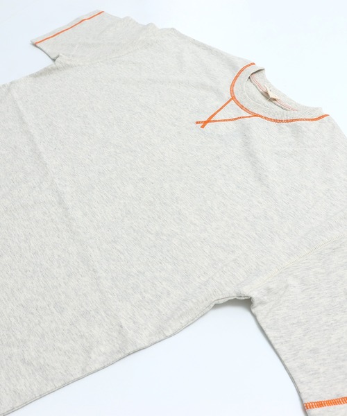 JAM & LINK(ジャムアンドリンク)の「綿100% 配色ステッチ ワイドシルエット 半袖Tシャツ(Tシャツ/カットソー・メンズ・パープル/グリーン/ターコイズブルー/ネイビー/ピンク/ホワイト/オートミール/ブラック/マスタード/レッド・L/S/M)」の18枚目の写真