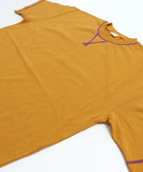 JAM & LINK(ジャムアンドリンク)の「綿100% 配色ステッチ ワイドシルエット 半袖Tシャツ(Tシャツ/カットソー・メンズ・パープル/グリーン/ターコイズブルー/ネイビー/ピンク/ホワイト/オートミール/ブラック/マスタード/レッド・L/S/M)」の19枚目の写真