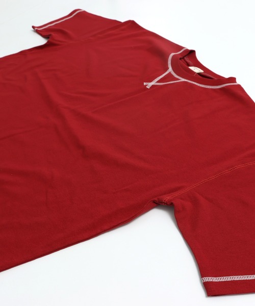 JAM & LINK(ジャムアンドリンク)の「綿100% 配色ステッチ ワイドシルエット 半袖Tシャツ(Tシャツ/カットソー・メンズ・パープル/グリーン/ターコイズブルー/ネイビー/ピンク/ホワイト/オートミール/ブラック/マスタード/レッド・L/S/M)」の21枚目の写真