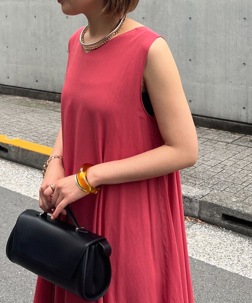 un dix cors（アンディコール）の「麻調2WAYパネルフレアワンピース（ワンピース・レディース・ブラック/レッド・FREE）」の4枚目の写真