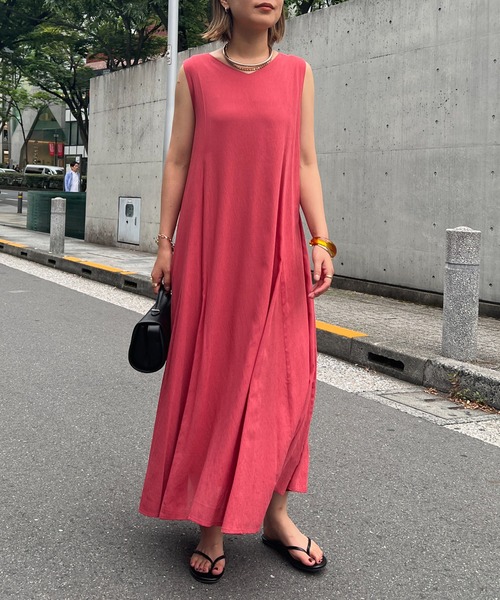 un dix cors（アンディコール）の「麻調2WAYパネルフレアワンピース（ワンピース・レディース・ブラック/レッド・FREE）」の8枚目の写真
