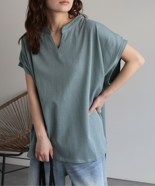 今年も話題の セール】キーネックデザインプルオーバー（Tシャツ/カットソー トップス