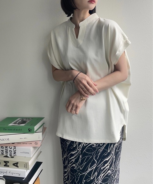 セール】キーネックデザインプルオーバー（Tシャツ/カットソー