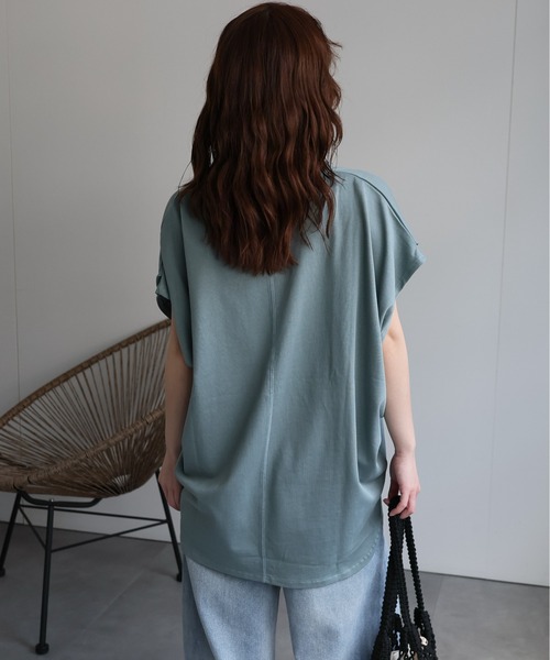 セール】キーネックデザインプルオーバー（Tシャツ/カットソー