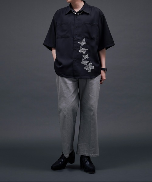 Ellno Loset(エルノロゼット)の「バタフライラメ刺繍シャツ(シャツ/ブラウス・メンズ・ブラック/オフホワイト・SMALL/MEDIUM/LARGE)」の18枚目の写真