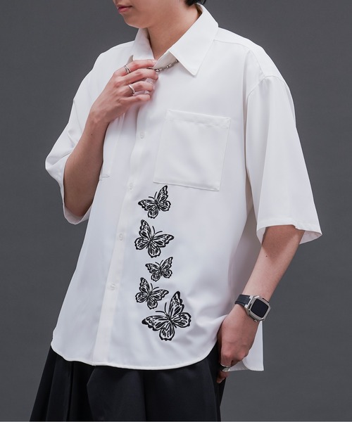 Ellno Loset(エルノロゼット)の「バタフライラメ刺繍シャツ(シャツ/ブラウス・メンズ・ブラック/オフホワイト・SMALL/MEDIUM/LARGE)」の9枚目の写真