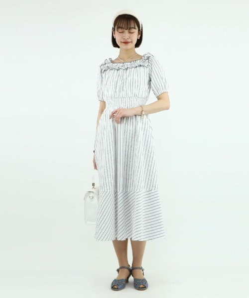 F i.n.t（フィント）の「フリル使い3wayストライプワンピース/F&A/fint（ワンピース・レディース・ホワイト/クリーム・FREE）」の7枚目の写真