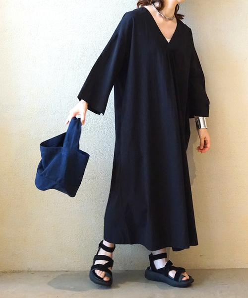 Journal standard luxe シアサッカーVネックワンピース JOURNAL STANDARD LUXE（ジャーナルスタンダード ラックス）の
